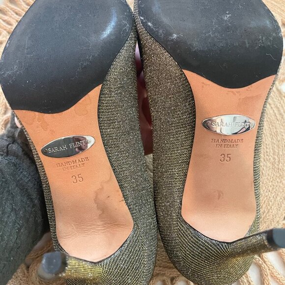 Sarah Flint Perfect Pump 85 Gunmetal Lame Heels Size 35 - Picture 10 of 11